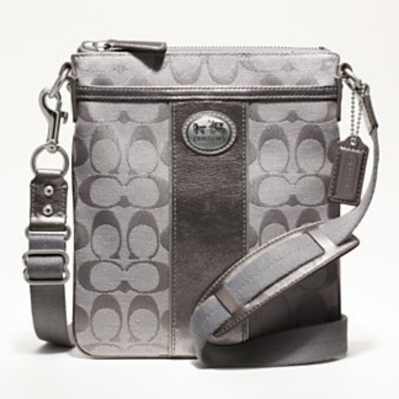 Coach Gray Monogram Print Leather Legacy Swingpack Crossbody Bag - Picture 1 of 14